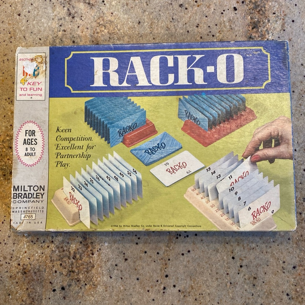 Vintage 1966 Milton Bradley Rack-O Card Game #4765.  Complete Made USA  complete